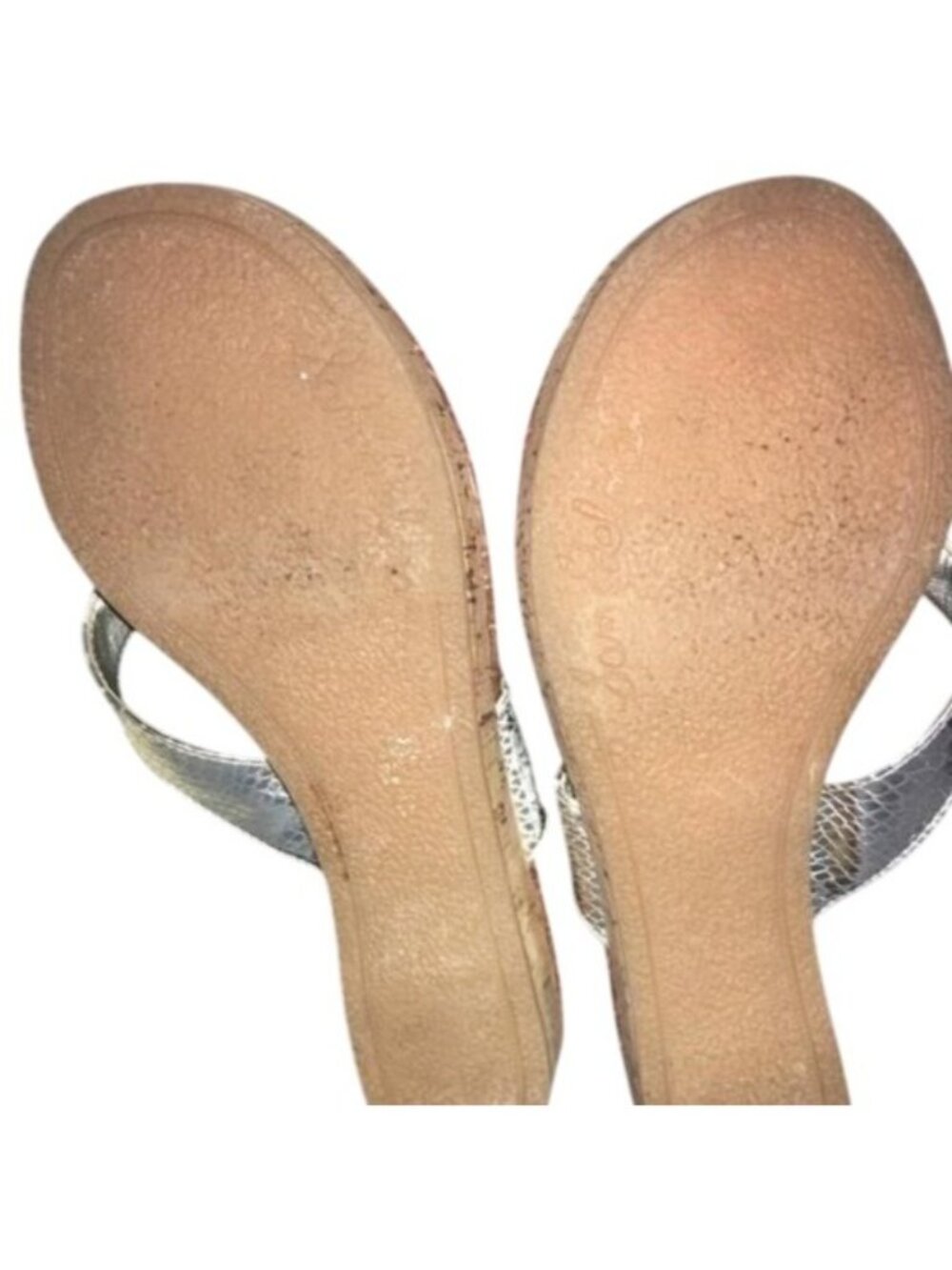 Sam Edelman Silver Croc Embossed leather Slide Sandal Thong size 7.5 - Picture 4 of 4